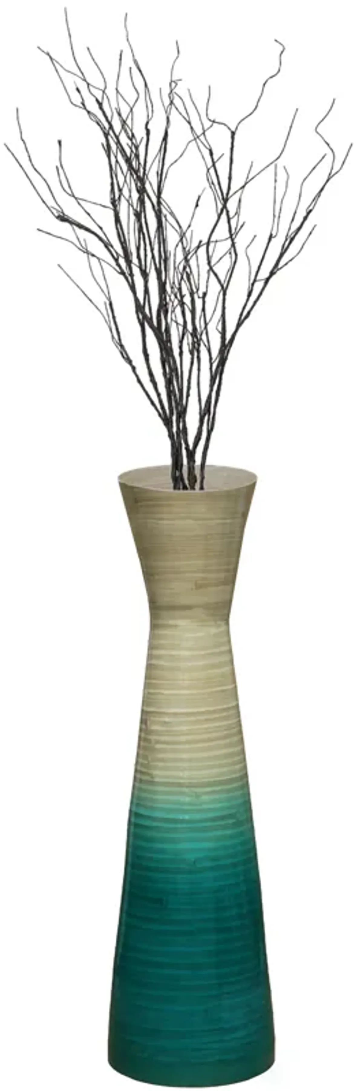 Uniquewise 27" Contemporary Bamboo Floor Flower Vase Hourglass Design for Dining, Living Room, Entryway Decoration Fill It with Dried Branches or Flowers, Purple