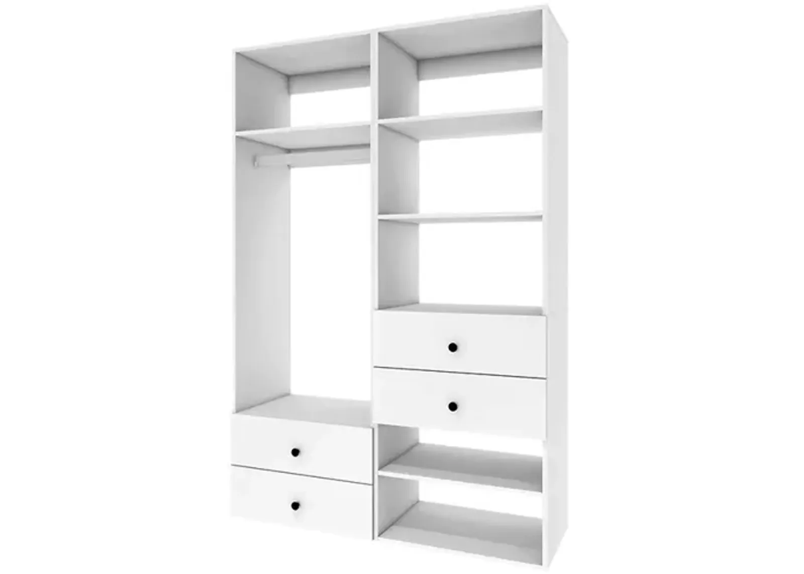 Closet System, Closet Organizers and Storage with  6 Shelves Wall Mounted, Closet Organizer with Clothing Racks for Hanging Clothes, White Wardrobe Closet for Bedroom