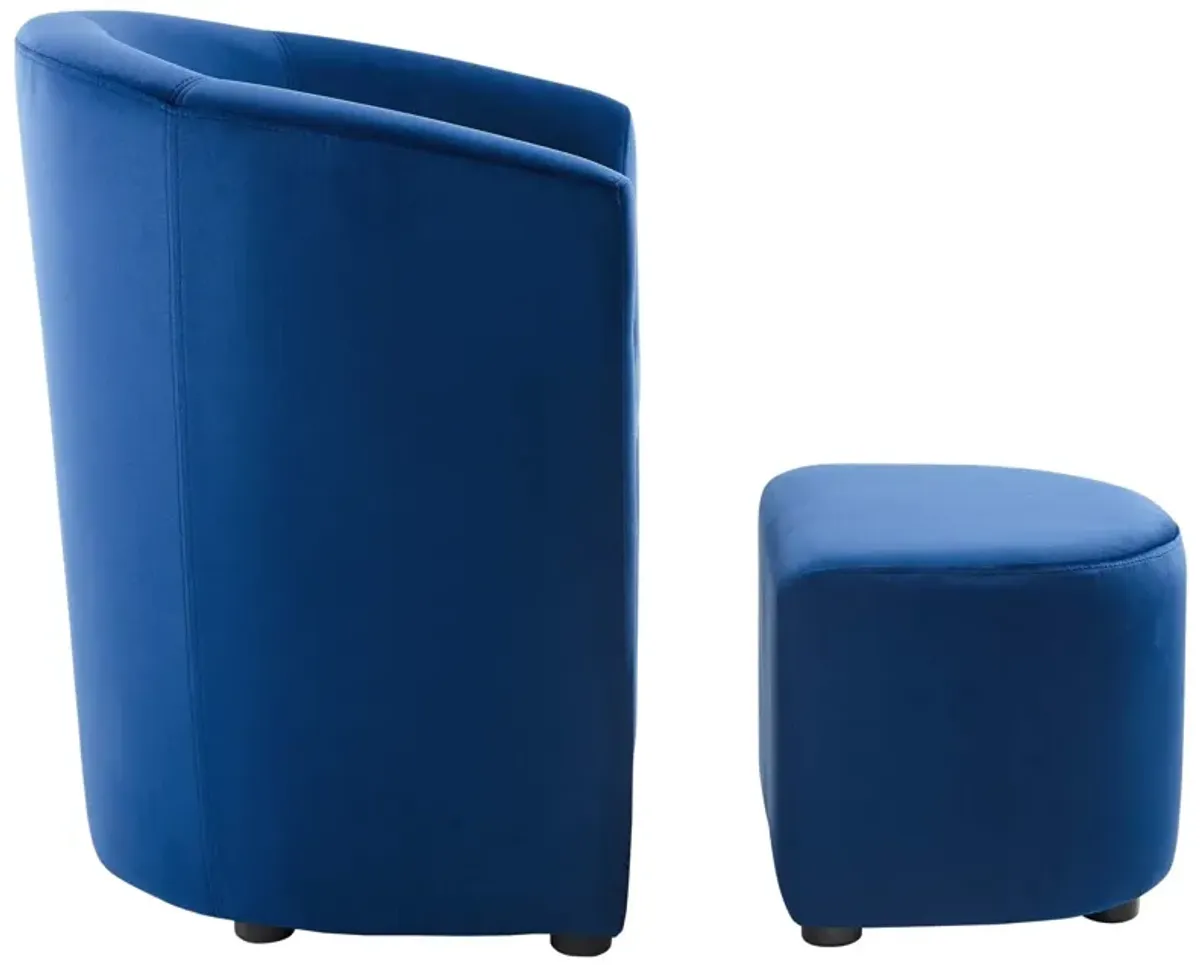 Divulge Performance Velvet Arm Chair and Ottoman Set