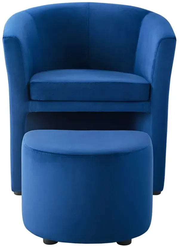 Divulge Performance Velvet Arm Chair and Ottoman Set
