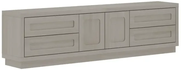 FUFU&GAGA Grey Wood Grain TV Stand with Storage, PB & MDF Construction (66.9" W x 18" H x 11.8" D), Grey Wood Finish