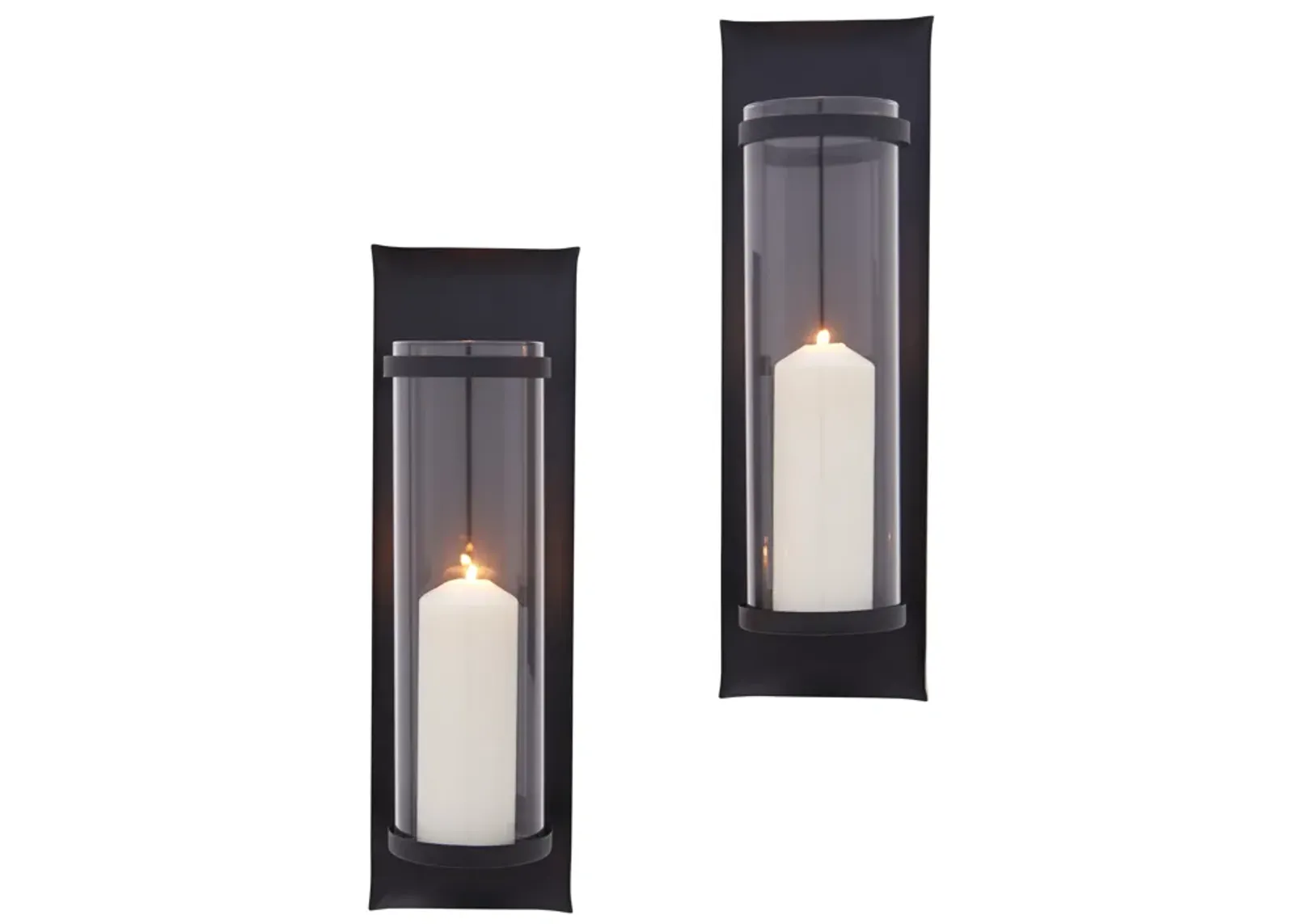 Metal Pillar Candle Sconces with Glass Inserts A Wrought Iron Rectangle Wall Accent (Set of 2)