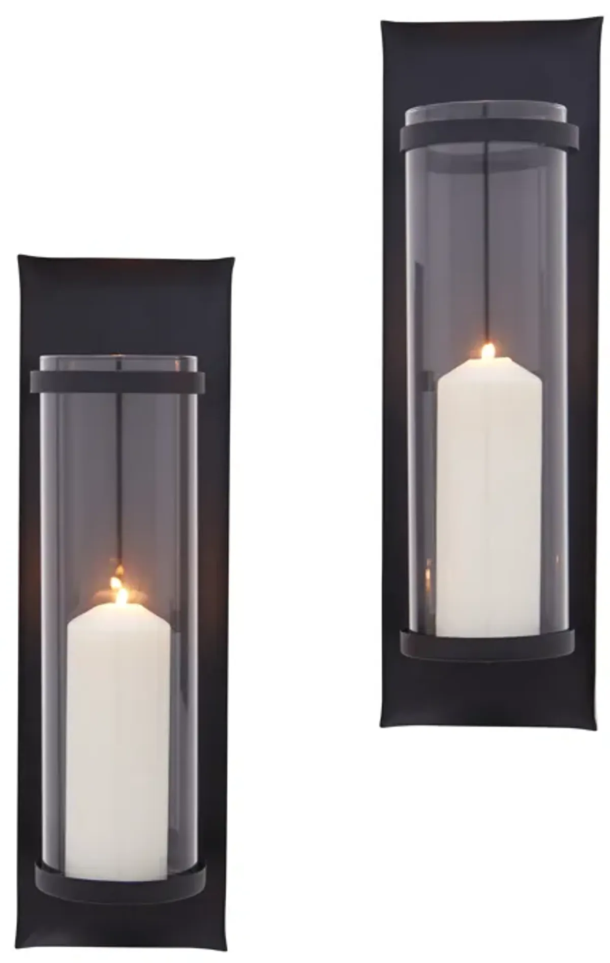 Metal Pillar Candle Sconces with Glass Inserts A Wrought Iron Rectangle Wall Accent (Set of 2)