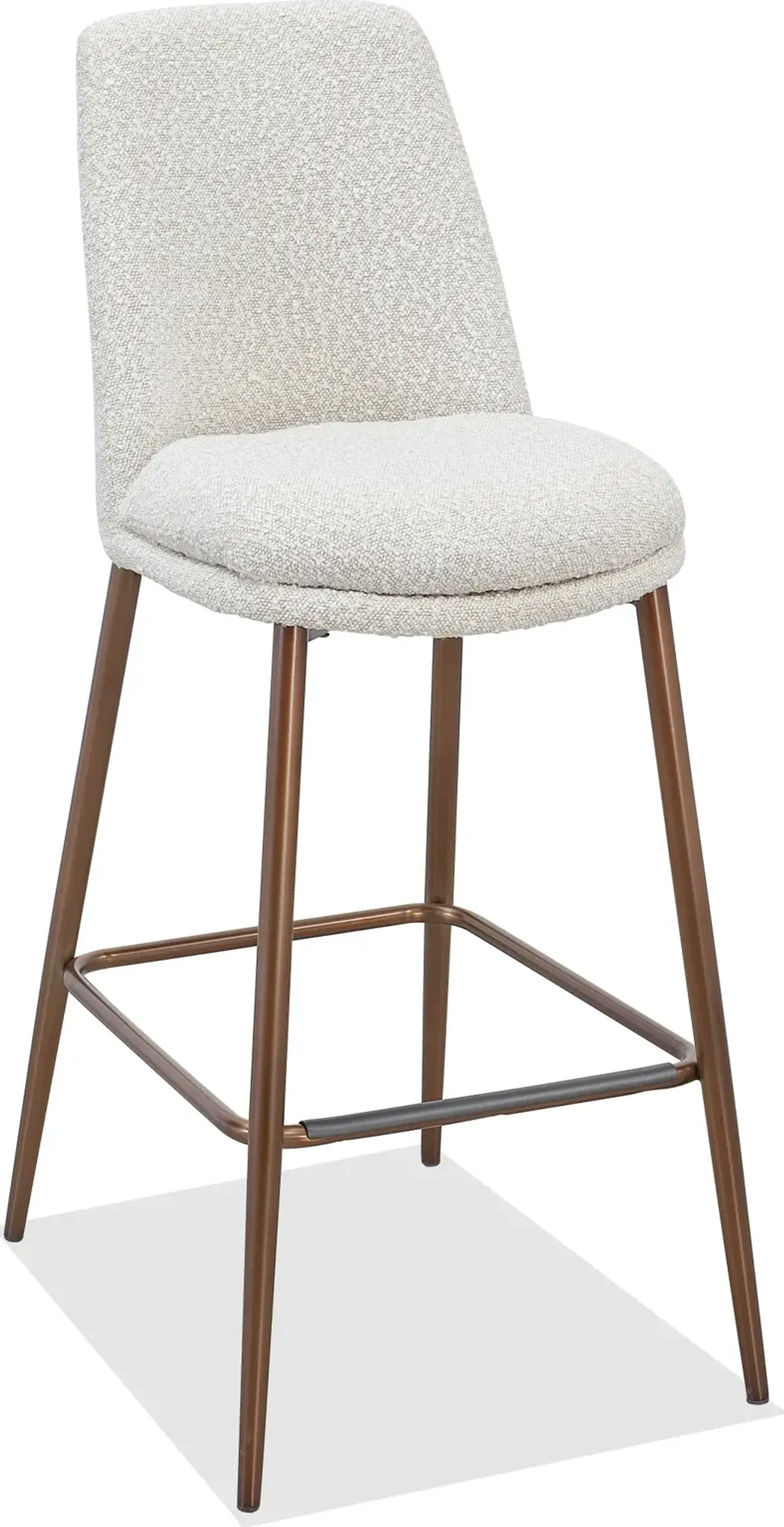 Wyatt Upholstered Bar Stool in Ricotta Boucle and Bronze Metal - Set of 2