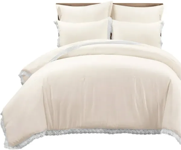 French Country 5-Piece Comforter Set with Lace Trim – Soft and Lightweight Bedding for Year-Round Comfort