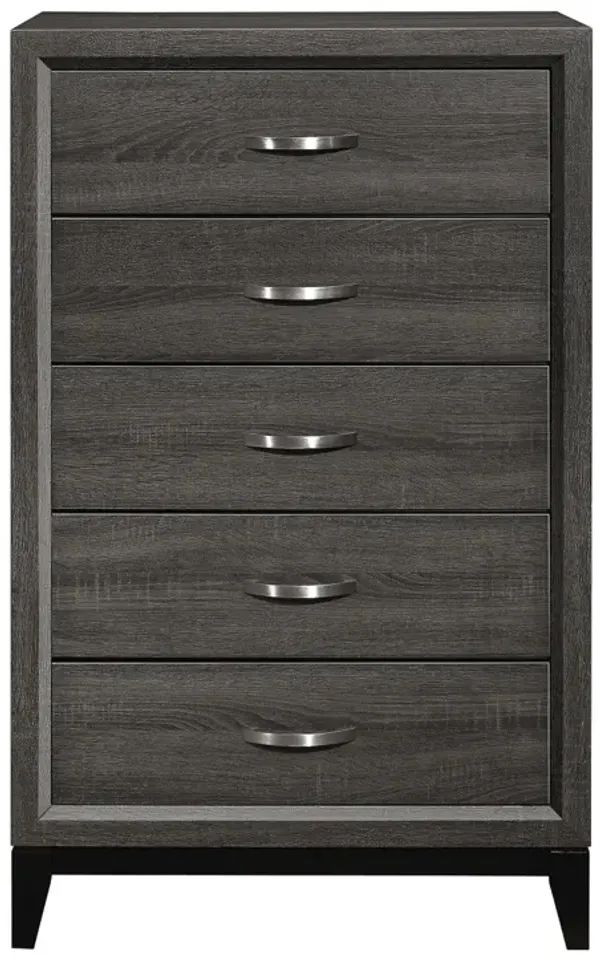 Streamdale Gray Contemporary Chest of Drawers with Polished Chrome Pulls
