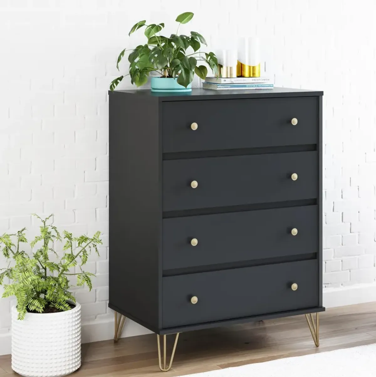 Novogratz Owen 4 Drawer Dresser, Black