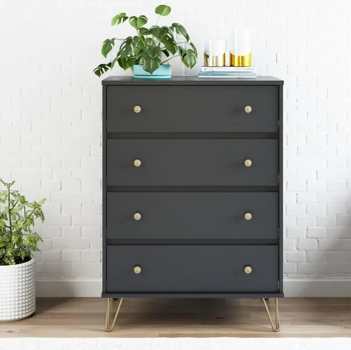 Novogratz Owen 4 Drawer Dresser, Black