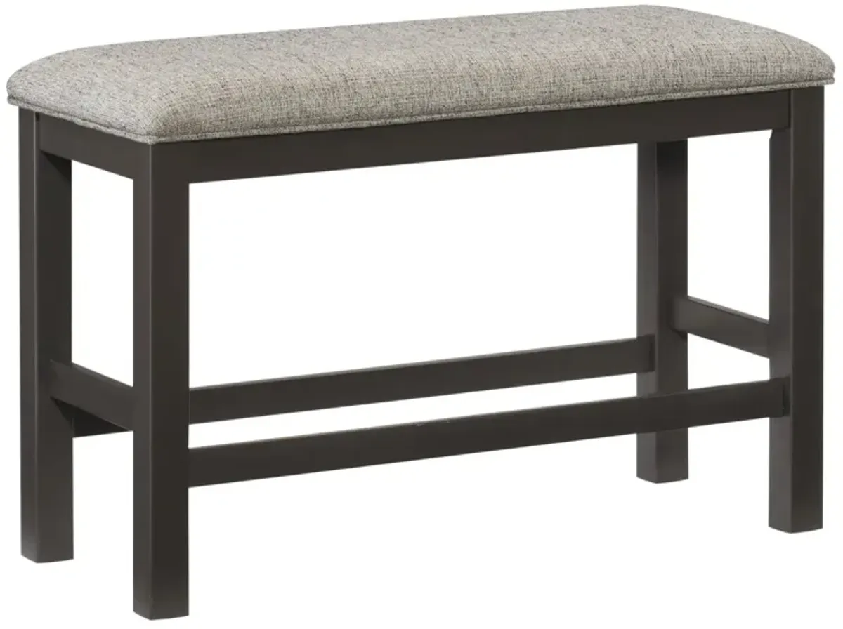 Casual Dining Counter Height Bench 1 Piece Gunmetal - Finished Wood Fabric-Covered Padded