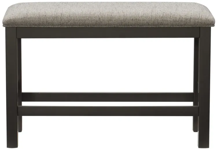 Casual Dining Counter Height Bench 1pc Gunmetal Gray-Finished Wood Gray Fabric-Covered Padded Seat Modern Furniture