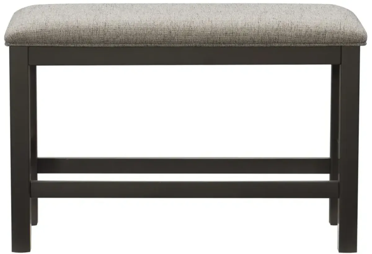 Casual Dining Counter Height Bench 1 Piece Gunmetal - Finished Wood Fabric-Covered Padded