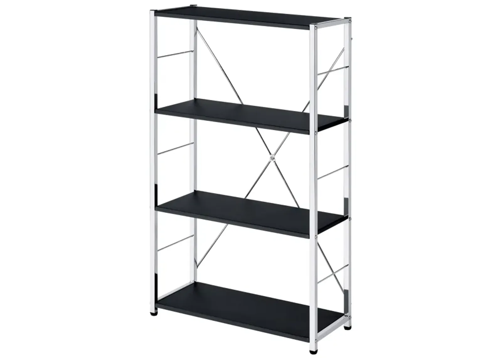 ACME Tennos Bookshelf, Black & Chrome Finish