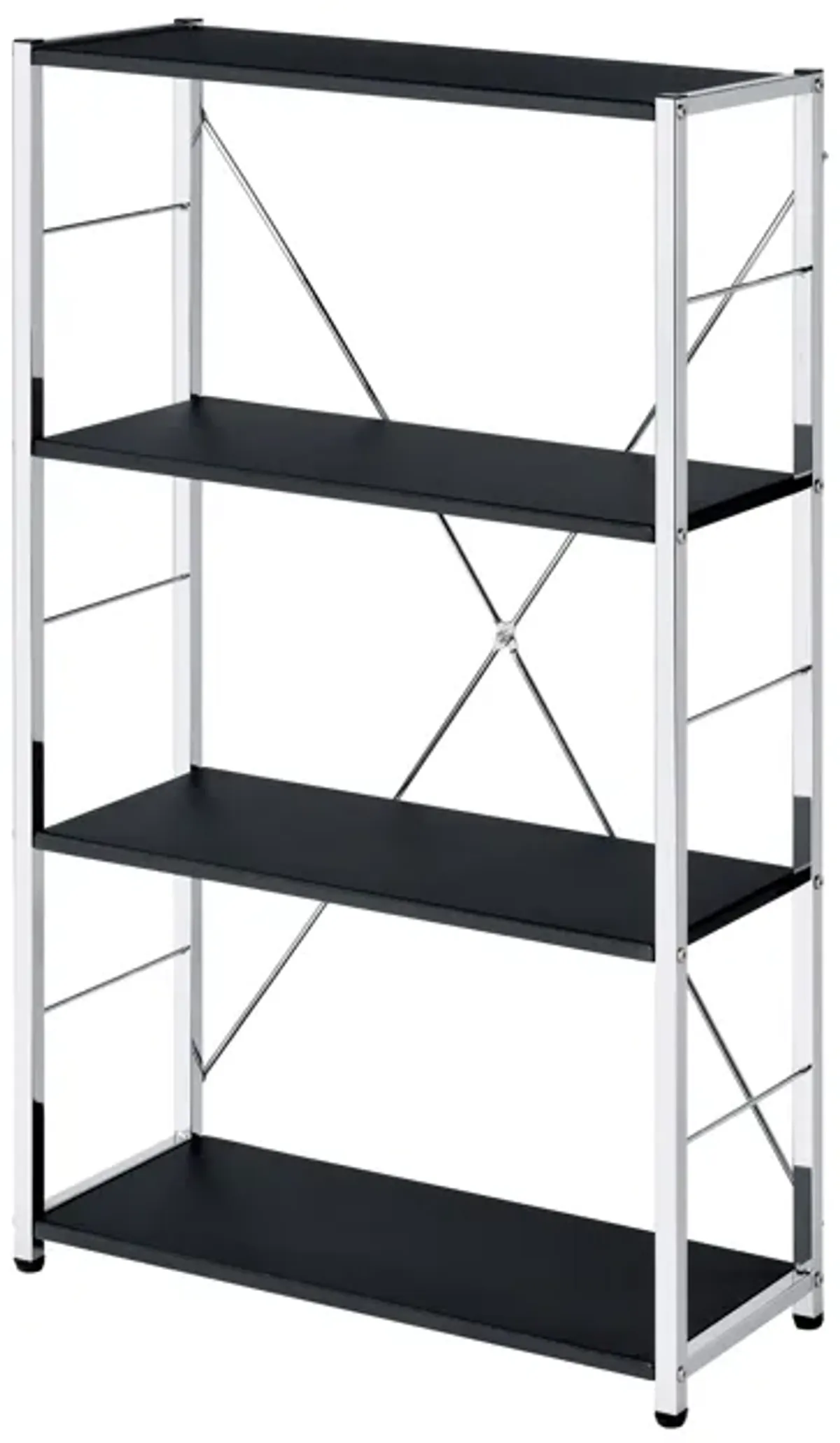 ACME Tennos Bookshelf, Black & Chrome Finish