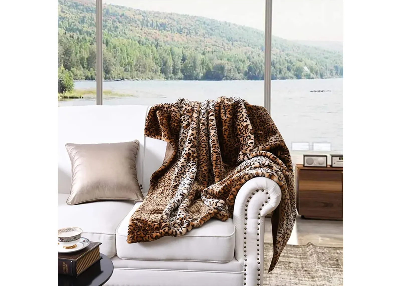 MarCielo Faux Fur Throw Blanket Leopard Cheetah Bed Blanket