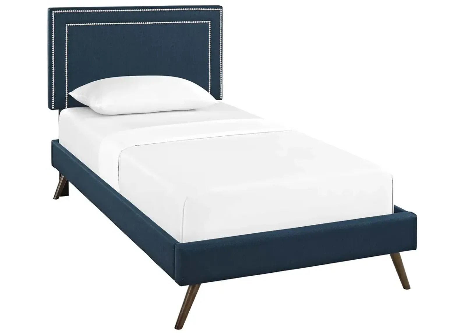 Modway - Virginia Twin Fabric Platform Bed with Round Splayed Legs Azure