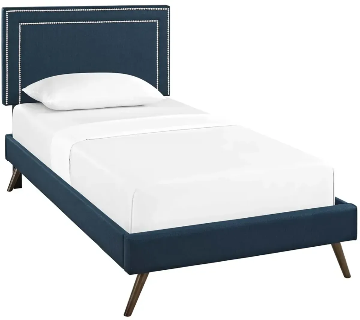 Modway - Virginia Twin Fabric Platform Bed with Round Splayed Legs Azure