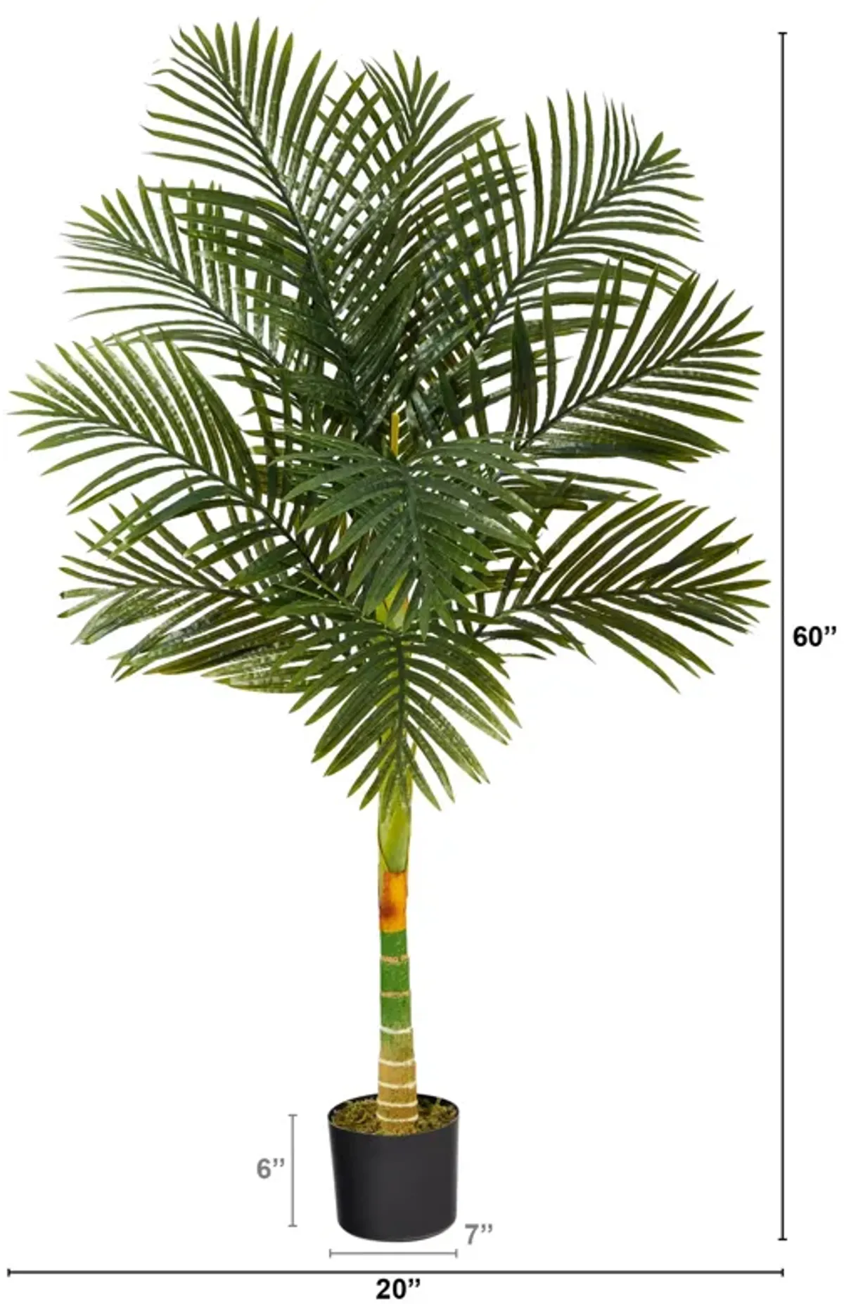 HomPlanti 5 Feet Single Stalk Golden Cane Artificial Palm Tree