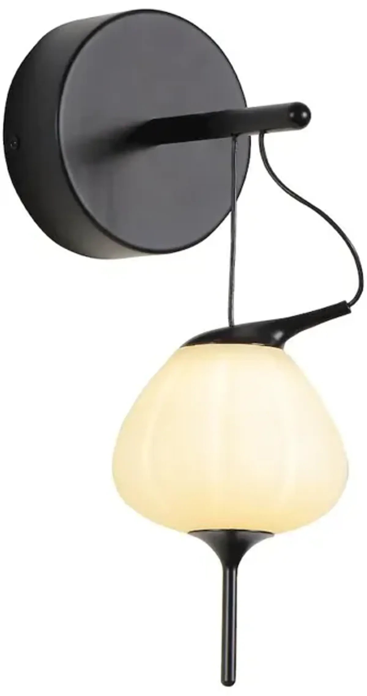 VONN Lighting Integrated LED Wall Sconce Light with Glass Shade in Black