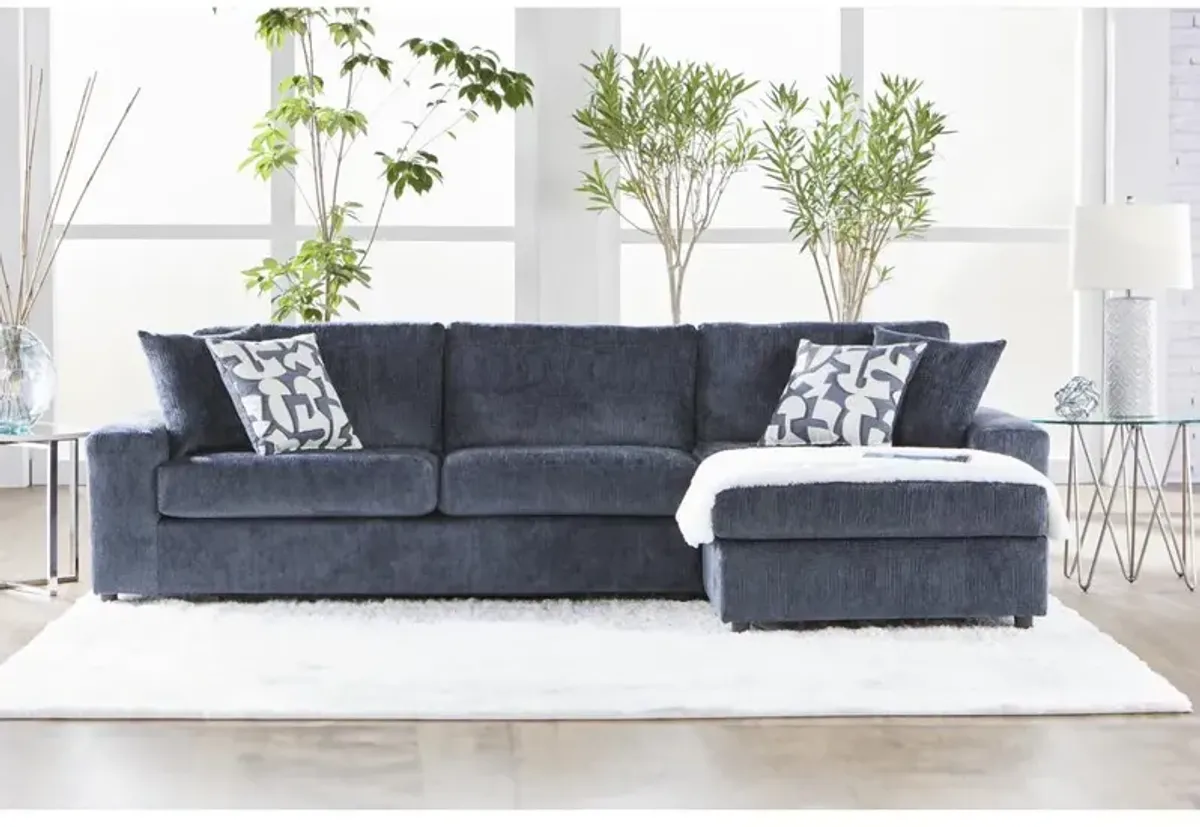 New Classic Furniture Tristan 2-piece Blue Polyester Chaise Sectional Couch