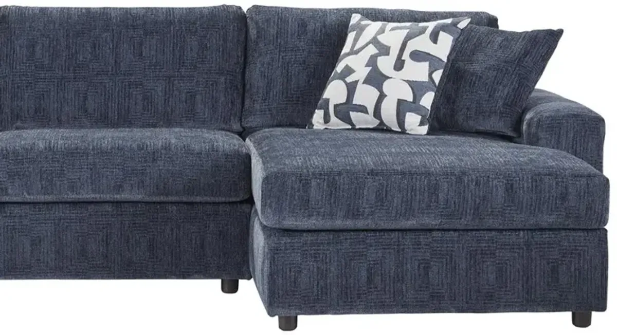 New Classic Furniture Tristan 2-piece Blue Polyester Chaise Sectional Couch