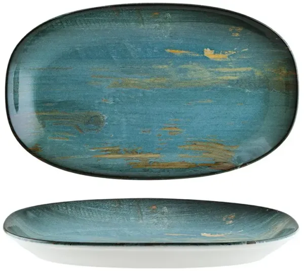 Madera 13" x 7.5" x h:1.5" Oval Decorated Porcelain Platter