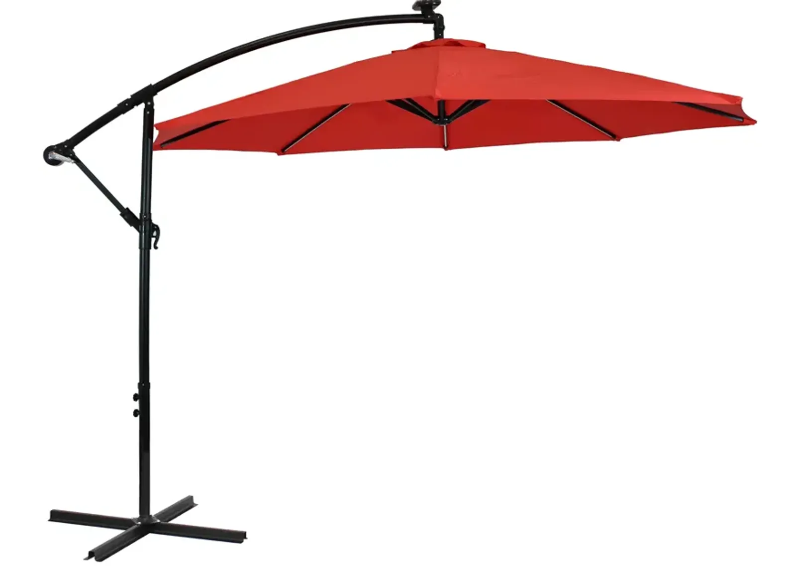 Sunnydaze 9.5 ft Solar Cantilever Offset Patio Umbrella - Cherry