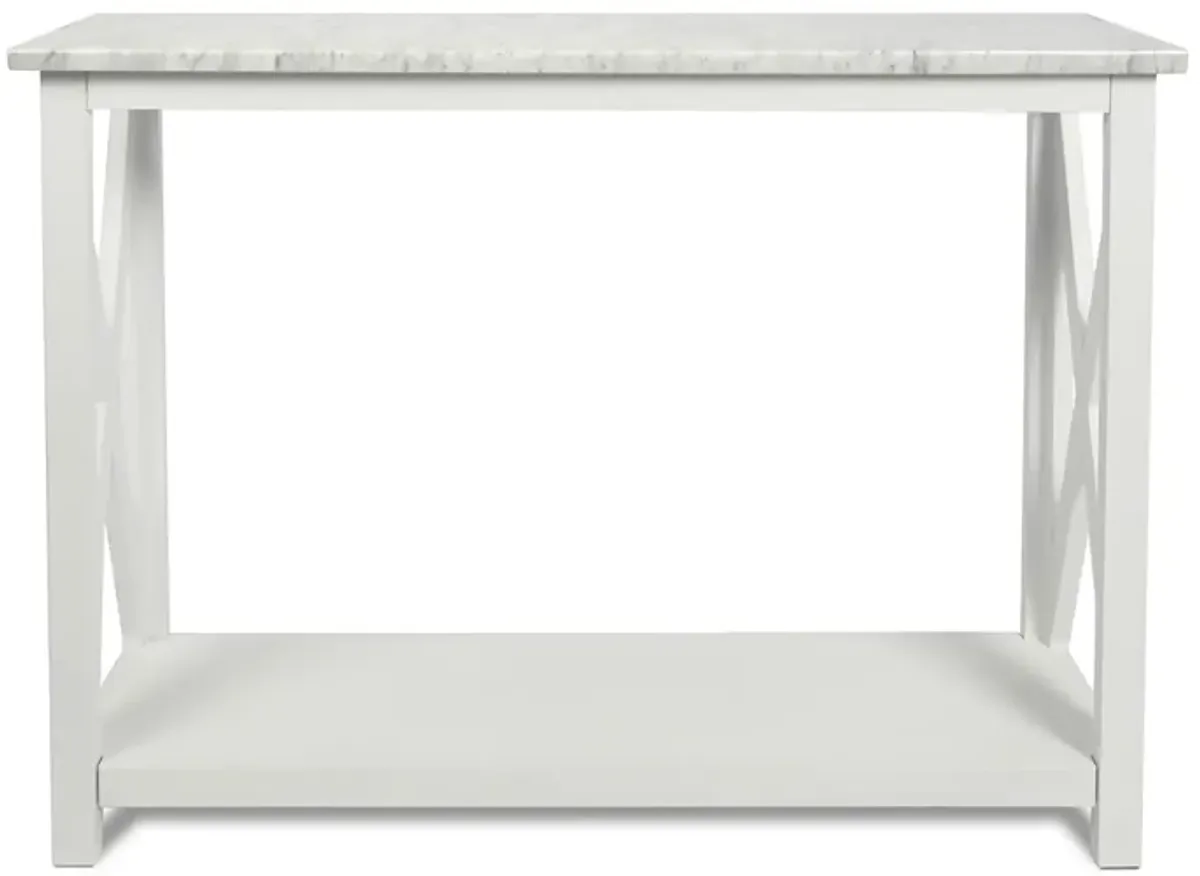 Agatha 39" White Rectangular Italian Carrara Console Table