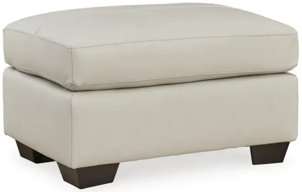 Zada Accent Ottoman, Coconut Beige Real and Faux Leather 34 Inch