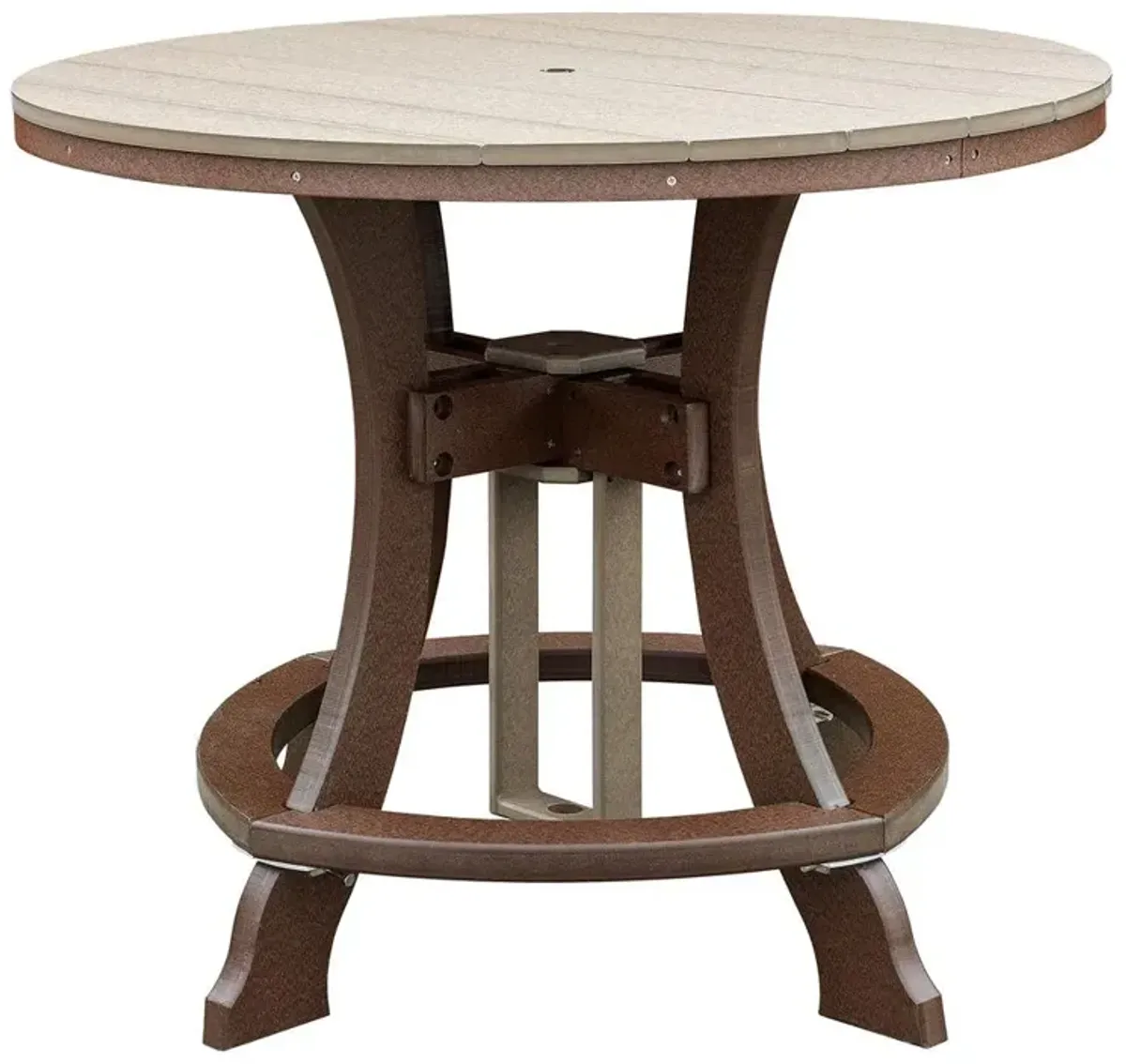 OS Home and Office Model 44R-C-WWTB Counter Height Round Table in Weatherwood with Tudor Brown Base