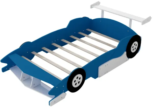 Whisen Unique Design Full Size Race Car-Shaped Platform Bed with Wheels - Red