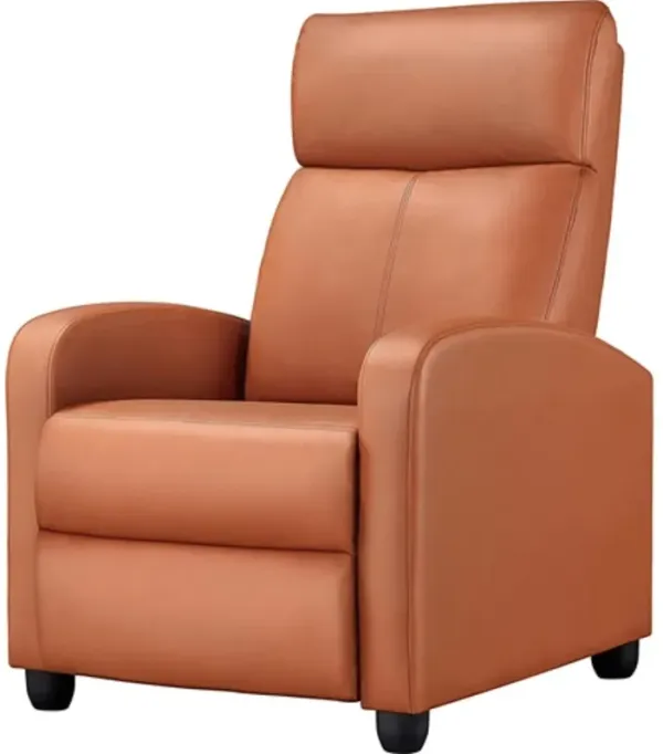Hivvago Brown High Density Faux Leather Push Back Recliner Chair