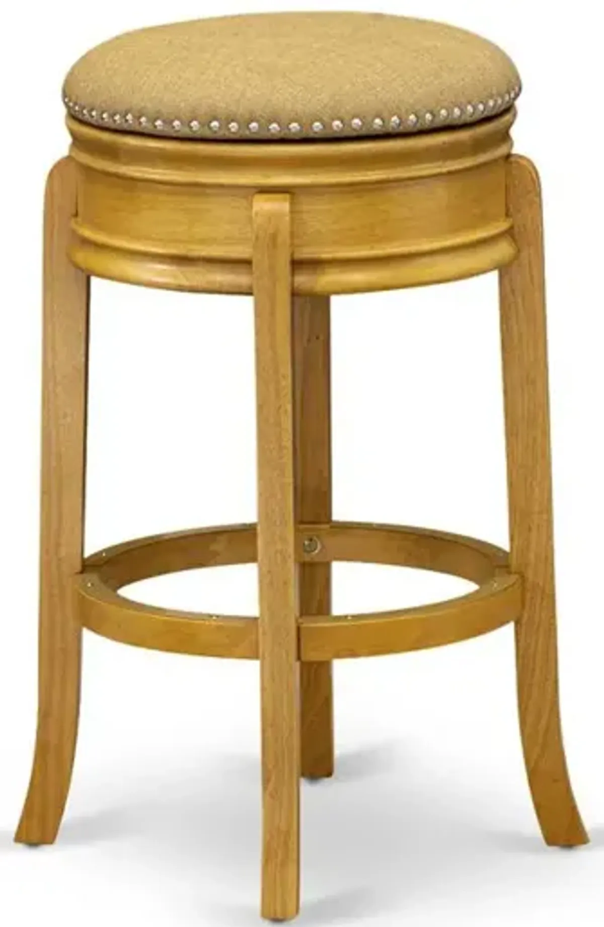 Amazing Counter Height Bar Stool- Counter Height Bar Stool with Round Shape - Vegas Gold PU leather Seat and 4 Solid Wood Curved Legs - Upholstered Bar Stool in Oak Finish