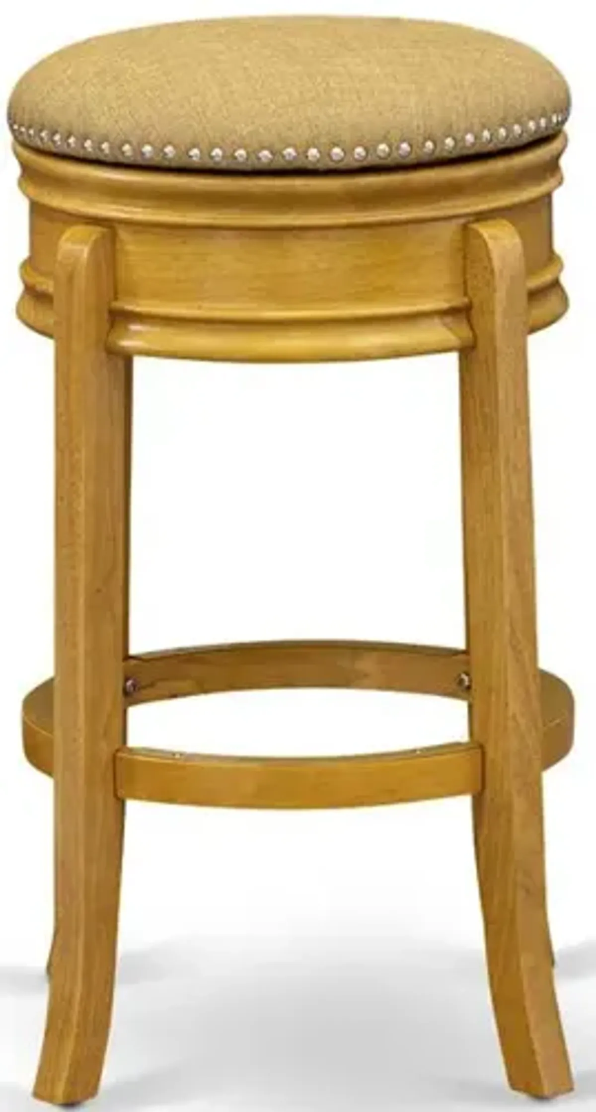 Amazing Counter Height Bar Stool- Counter Height Bar Stool with Round Shape - Vegas Gold PU leather Seat and 4 Solid Wood Curved Legs - Upholstered Bar Stool in Oak Finish