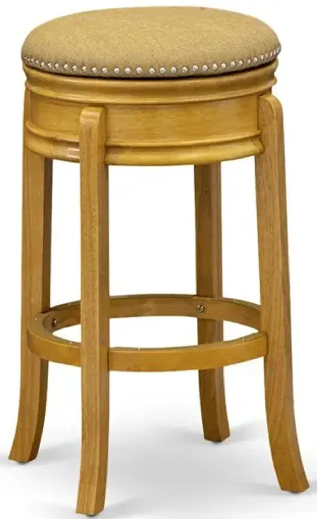 Amazing Counter Height Bar Stool- Counter Height Bar Stool with Round Shape - Vegas Gold PU leather Seat and 4 Solid Wood Curved Legs - Upholstered Bar Stool in Oak Finish