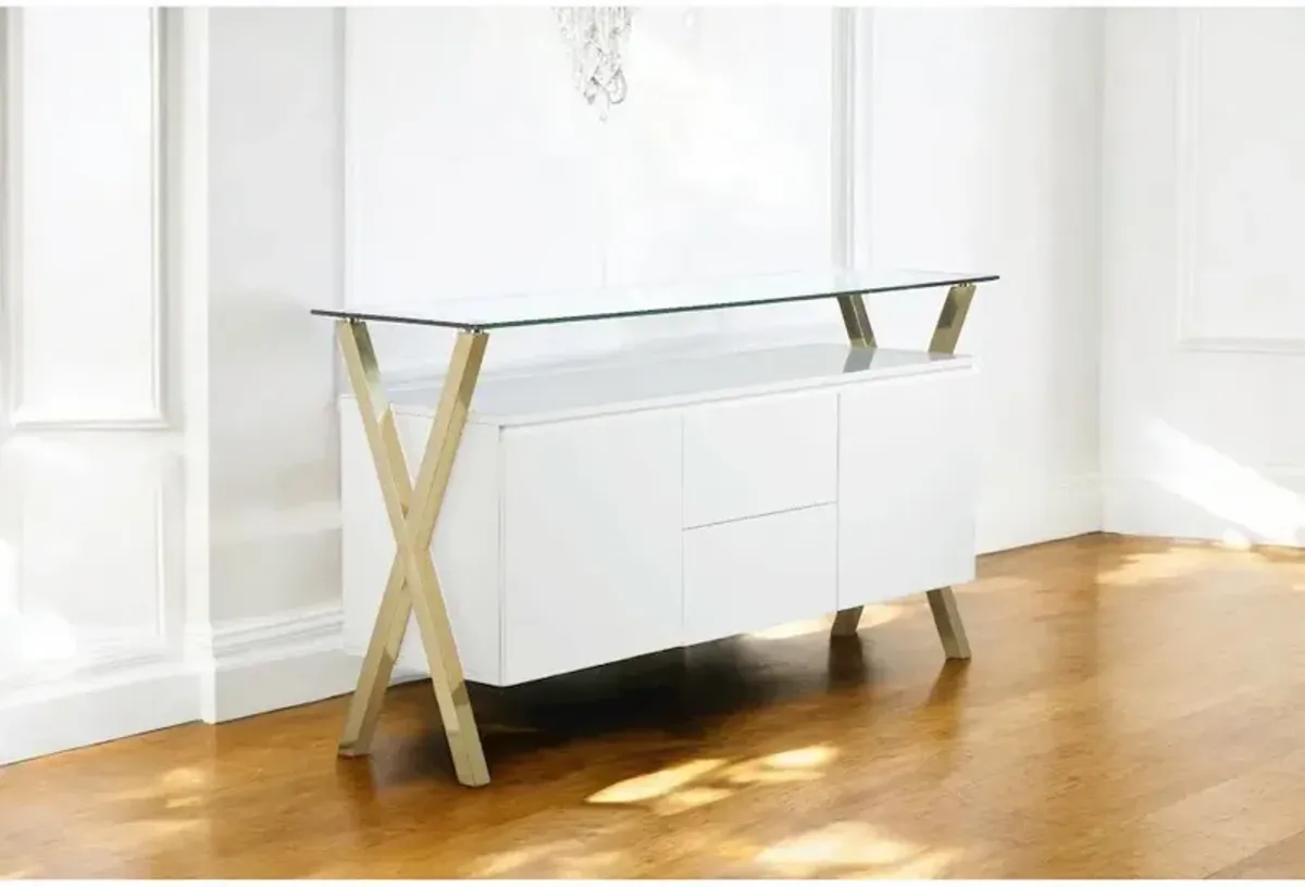 Pangea Home Gold Beverly Buffet White