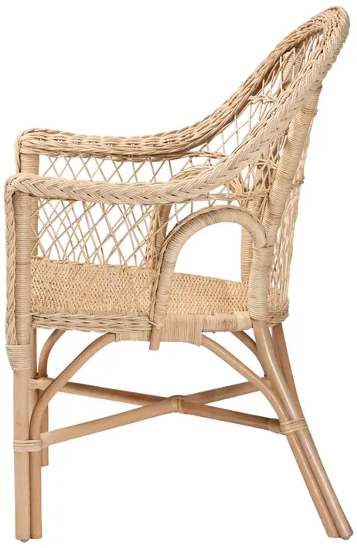 bali & pari Zaira Modern Bohemian Natural Rattan Arm Chair