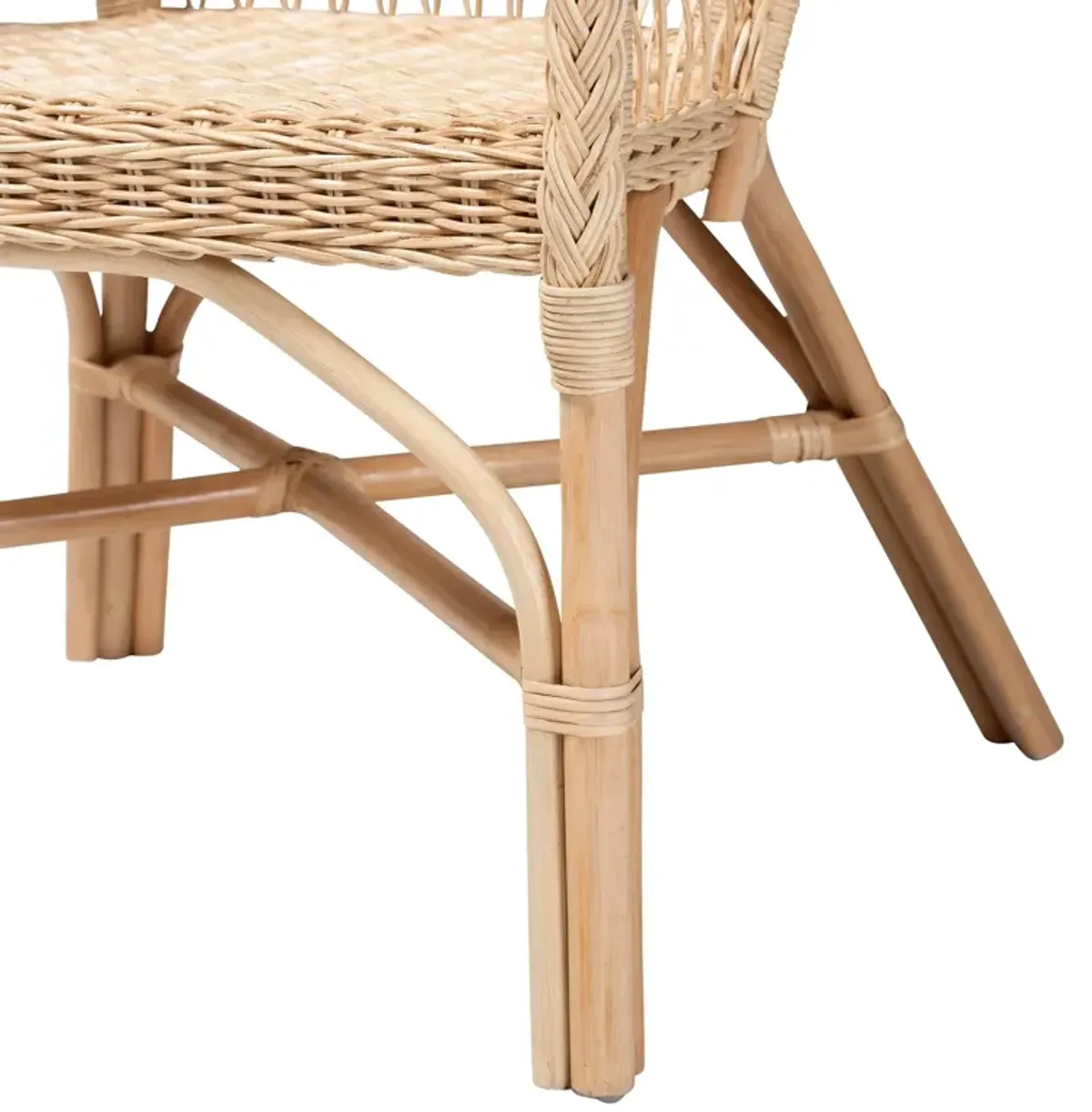 bali & pari Zaira Modern Bohemian Natural Rattan Arm Chair