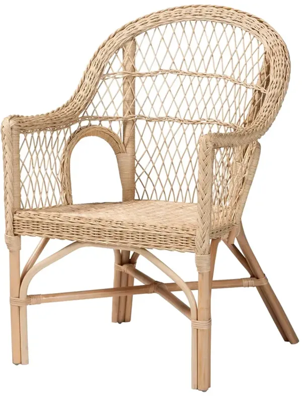 bali & pari Zaira Modern Bohemian Natural Rattan Arm Chair