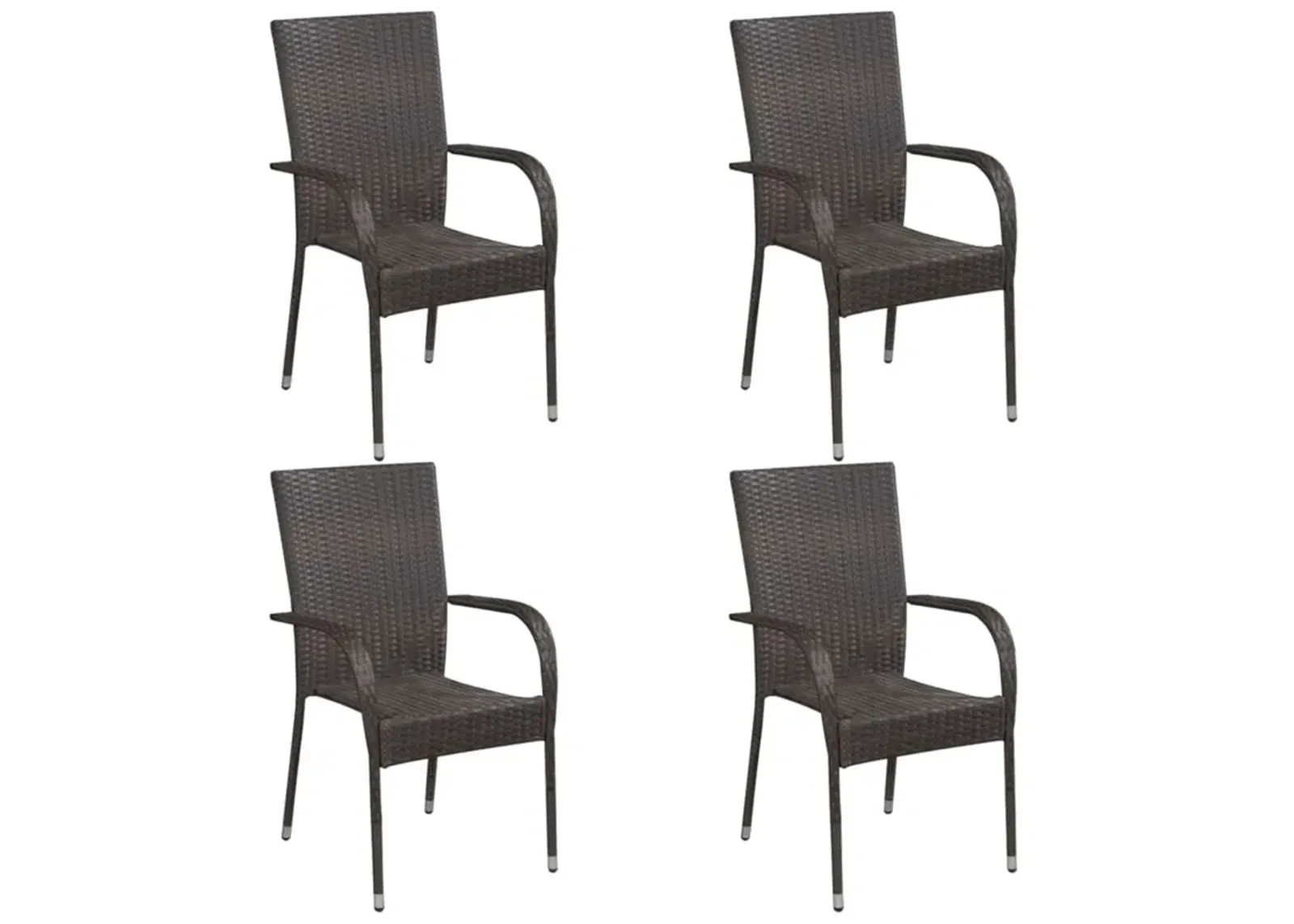 vidaXL Stackable Outdoor Chairs 4 pcs Poly Rattan Brown