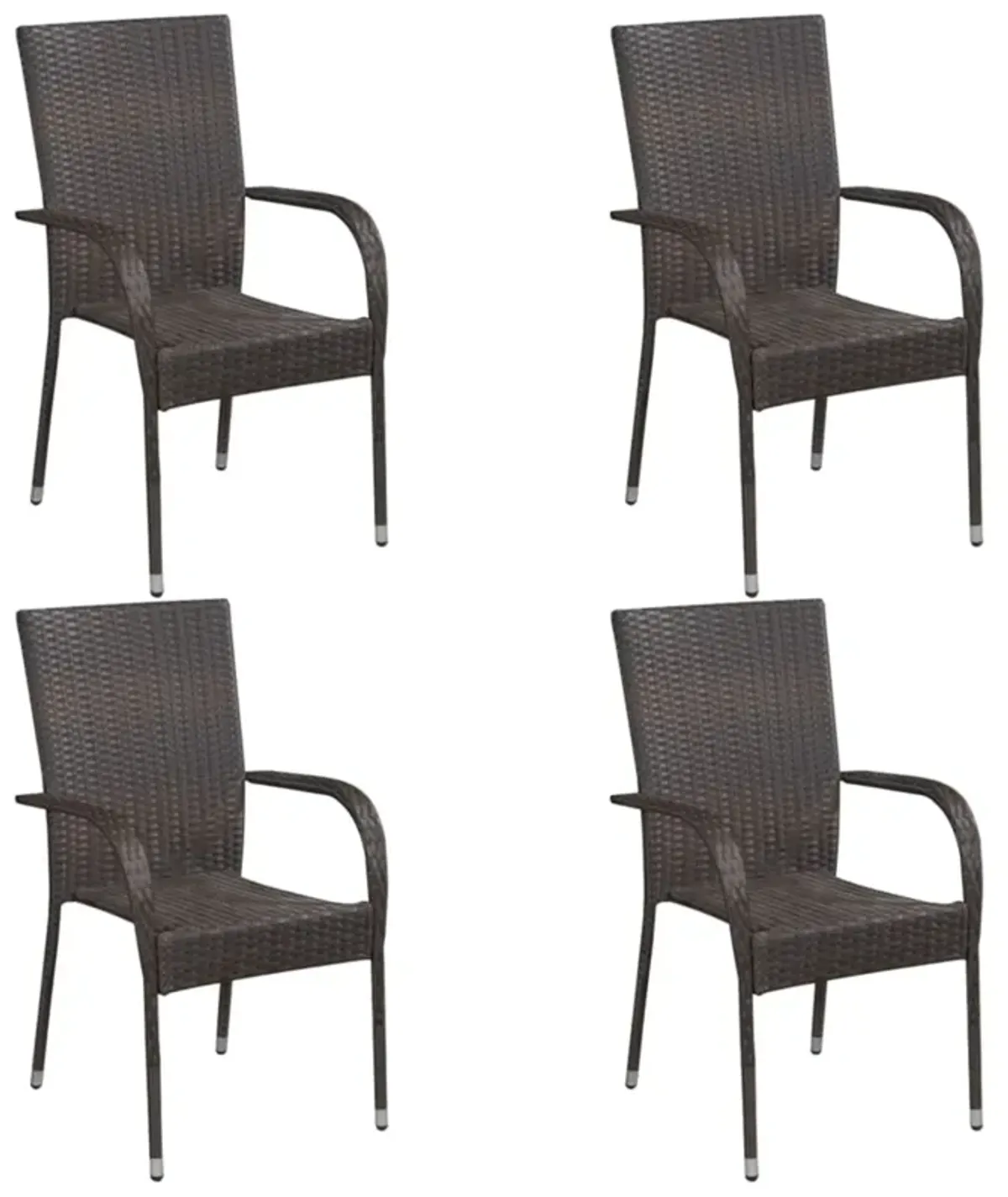 vidaXL Stackable Outdoor Chairs 4 pcs Poly Rattan Brown