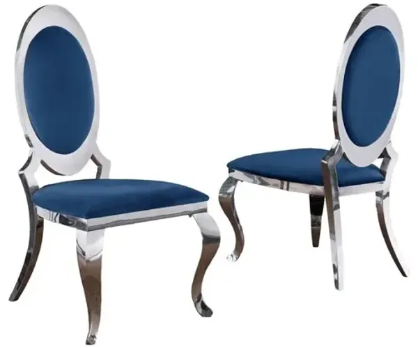 Velvet Uph. Dining Chair, Stainless Steel Frame (Set of 2) - Navy Blue
