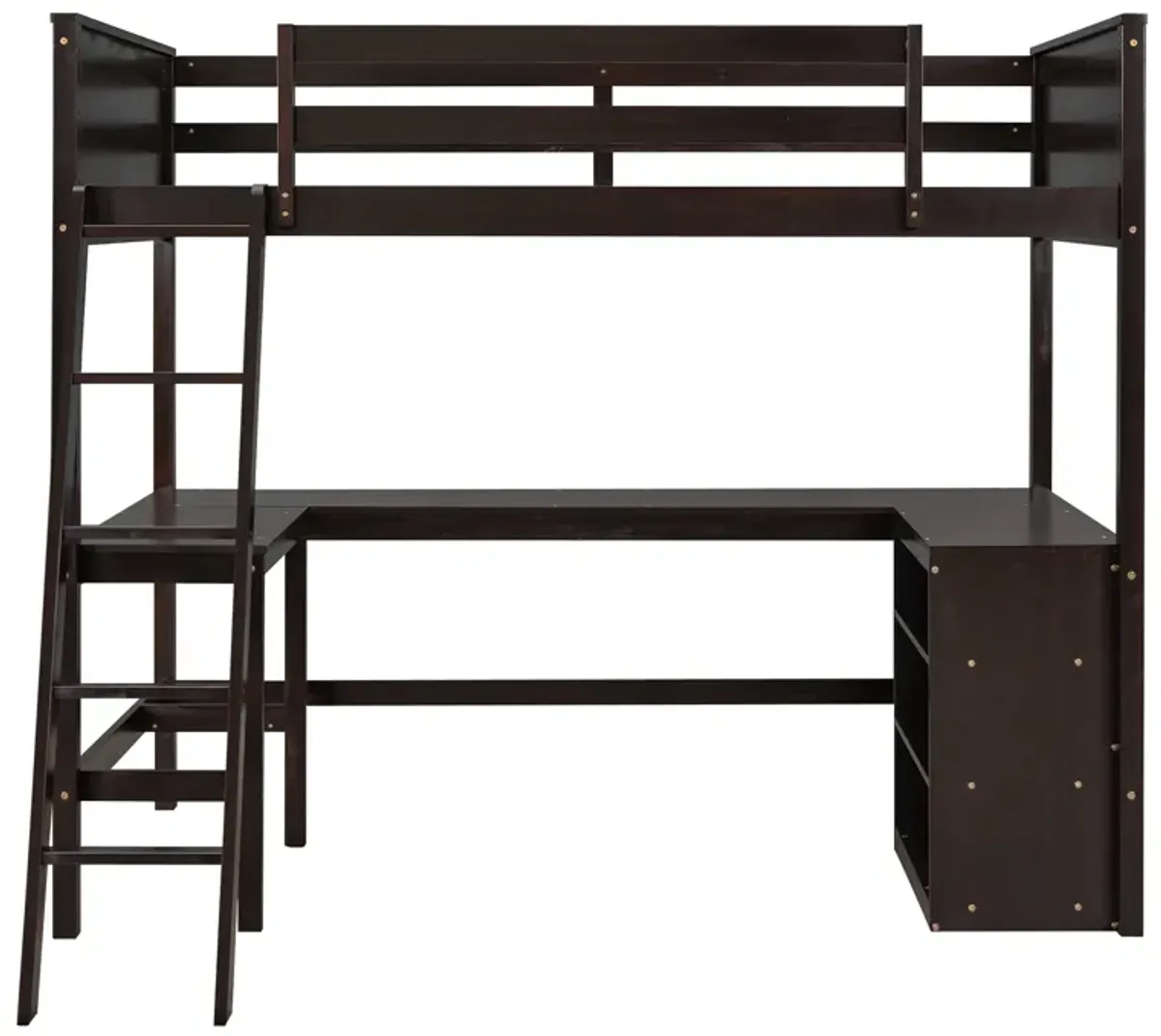 Merax Loft Bed with Shelves and Desk