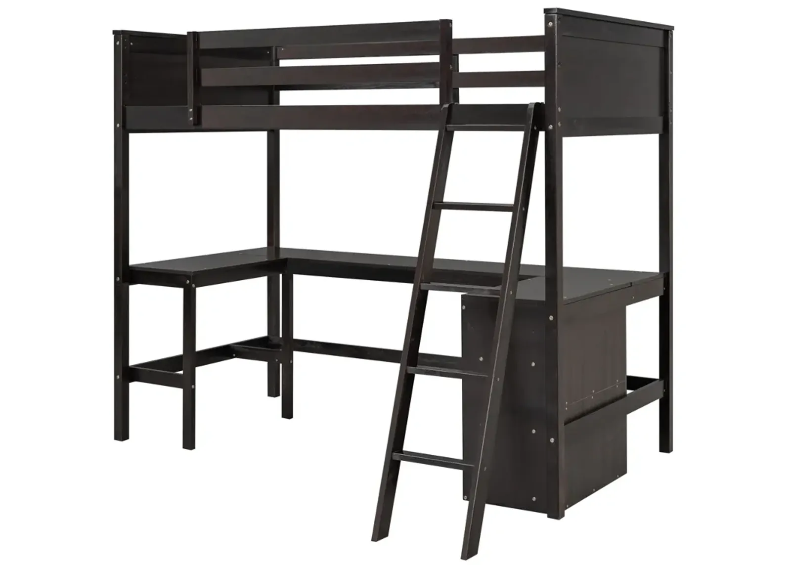 Merax Loft Bed with Shelves and Desk