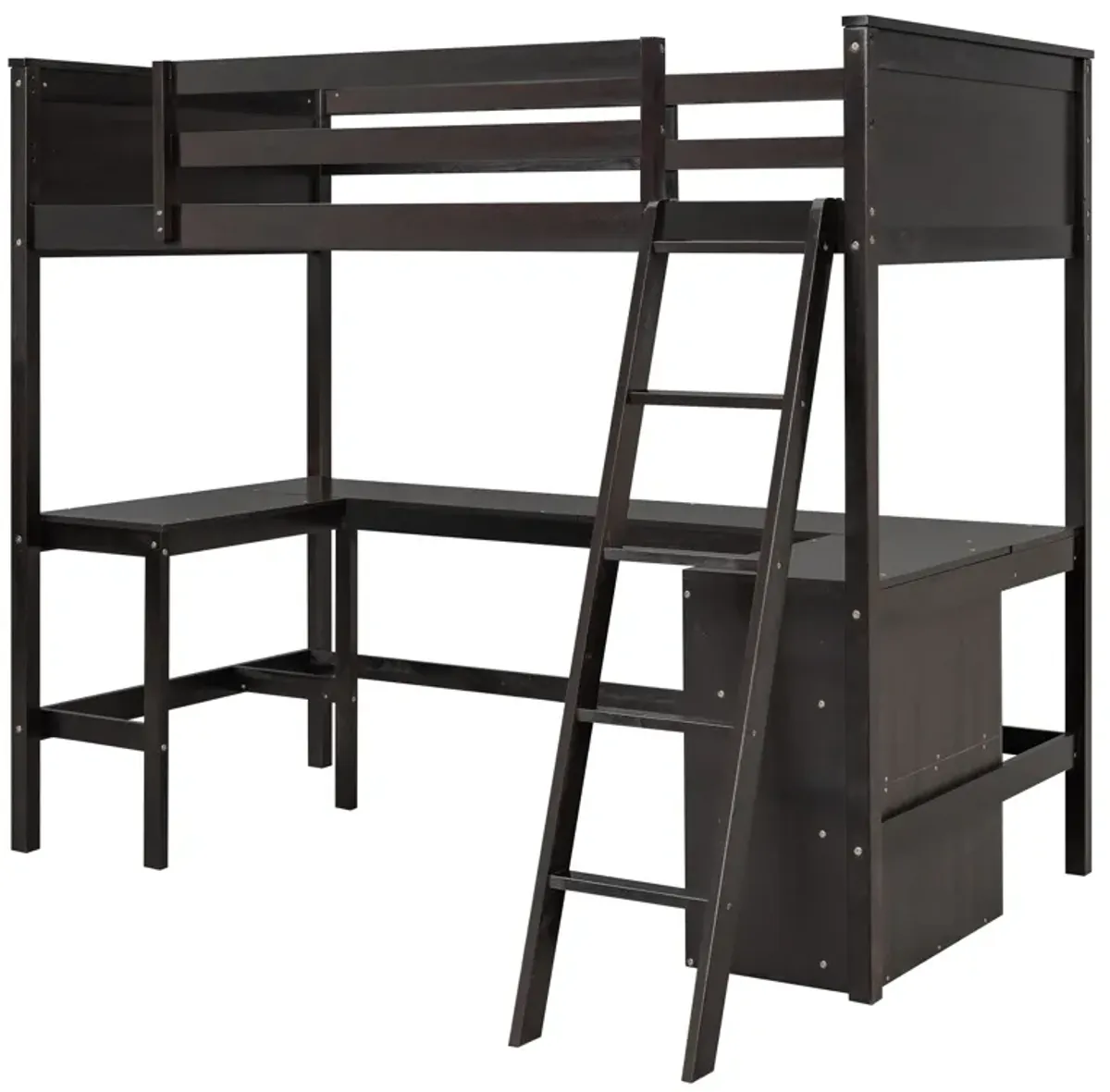 Merax Loft Bed with Shelves and Desk