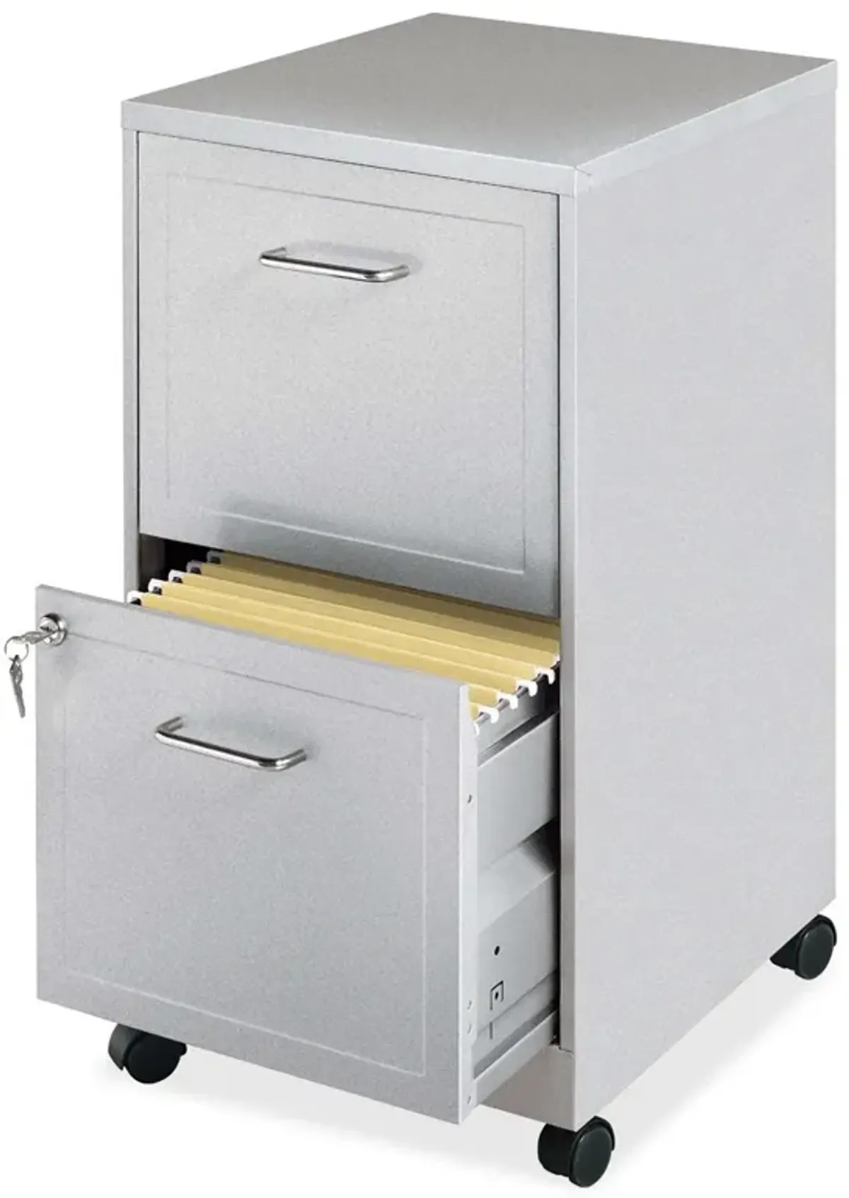Compact Metal File Cabinet with 2 Drawers and Casters for Easy Movement