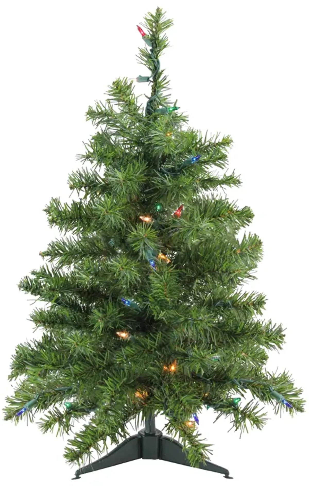 2' Pre-Lit Medium Canadian Pine Artificial Christmas Tree- Multi Lights  Green Wire