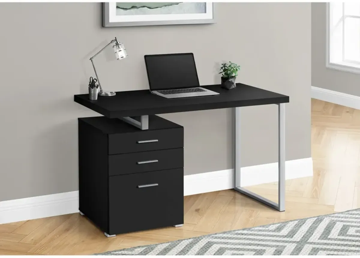 Monarch Specialties I 7649 Computer Desk, Home Office, Laptop, Left, Right Set-up, Storage Drawers, 48"L, Work, Metal, Laminate, Black, Grey, Contemporary, Modern