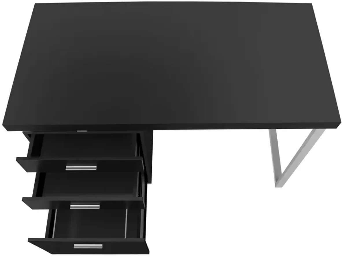 Monarch Specialties I 7649 Computer Desk, Home Office, Laptop, Left, Right Set-up, Storage Drawers, 48"L, Work, Metal, Laminate, Black, Grey, Contemporary, Modern