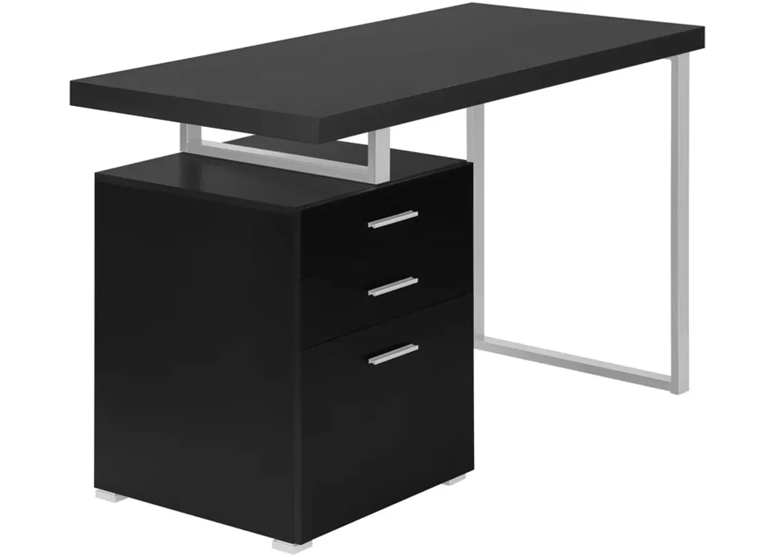 Monarch Specialties I 7649 Computer Desk, Home Office, Laptop, Left, Right Set-up, Storage Drawers, 48"L, Work, Metal, Laminate, Black, Grey, Contemporary, Modern