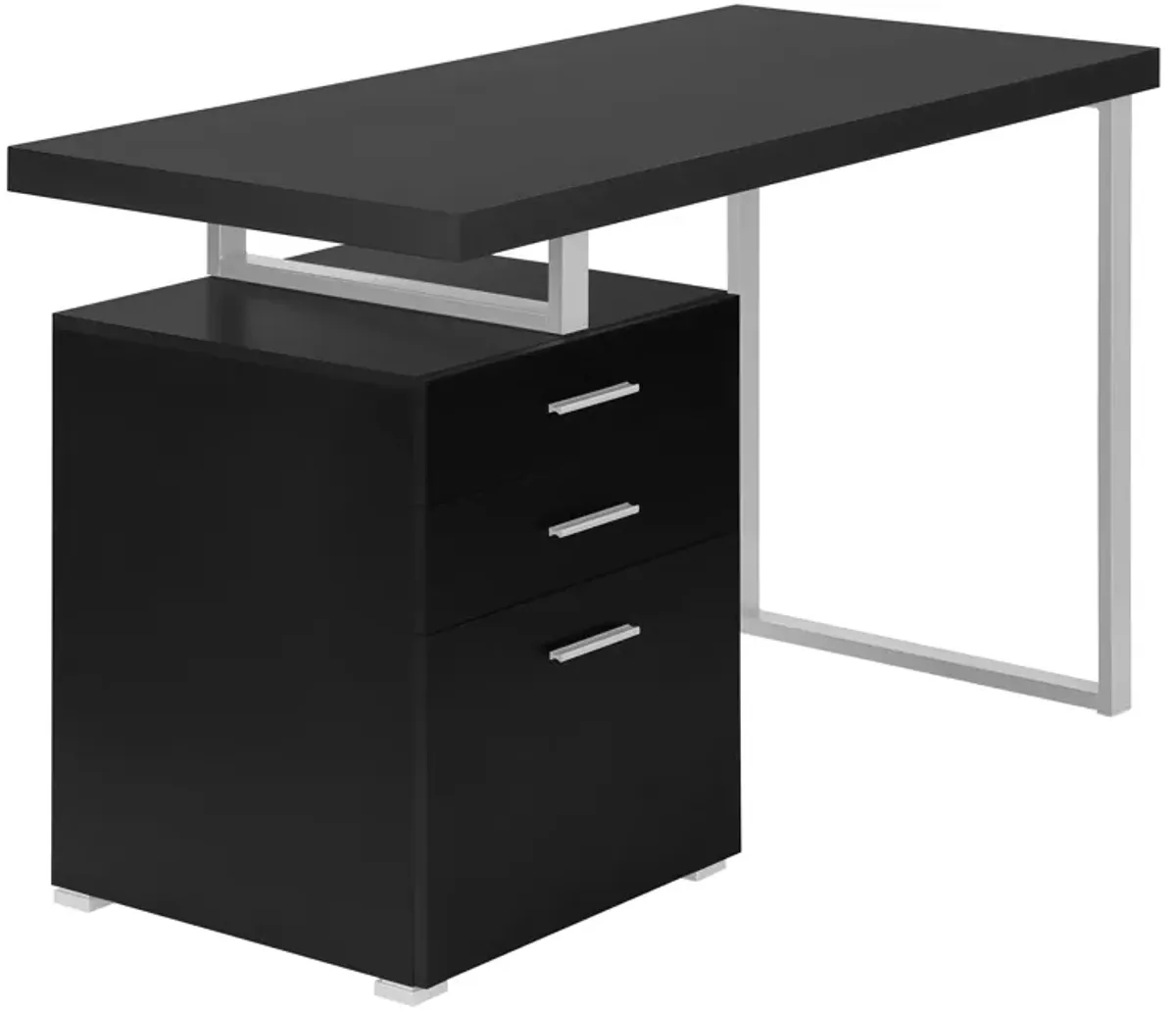 Monarch Specialties I 7649 Computer Desk, Home Office, Laptop, Left, Right Set-up, Storage Drawers, 48"L, Work, Metal, Laminate, Black, Grey, Contemporary, Modern